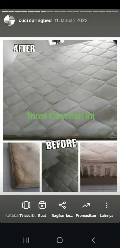 Jasa panggilan homeservis cuci sofa sofabed kasur springbed karpet