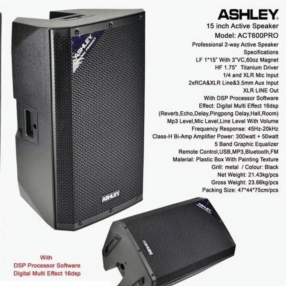 Speaker Monitor Aktif 15 Inch Ashley ACT600 PRO Active Bluetooth ORI