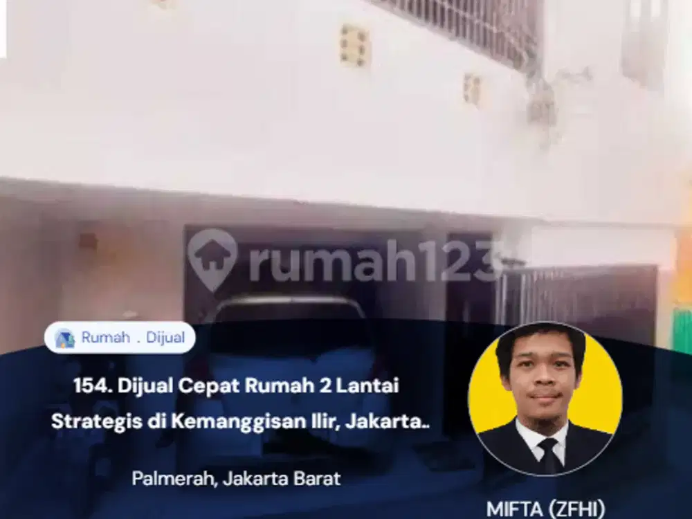 154. Dijual Cepat Rumah 2 Lantai Strategis di Kemanggisan Ilir Jakbar