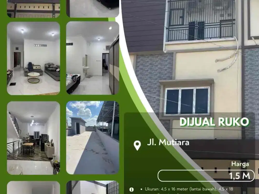 Dijual Ruko Daerah Mutiara Pekanbaru Kota Siap Usaha!