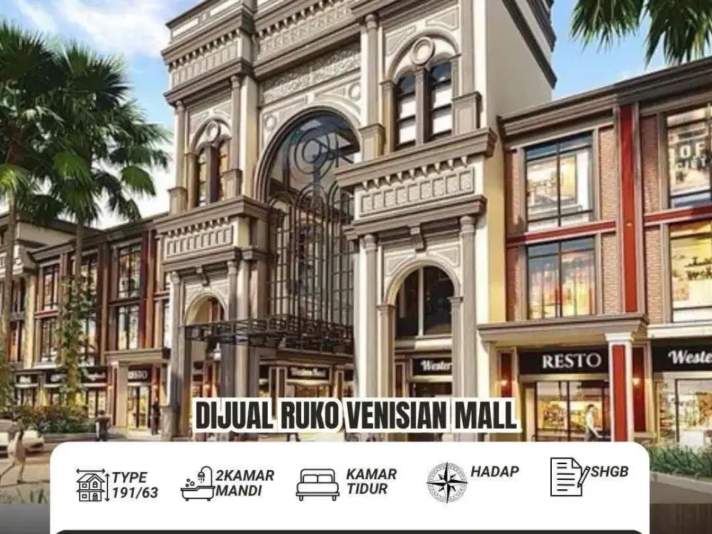 Dijual Ruko Venisian Mall Batam Center