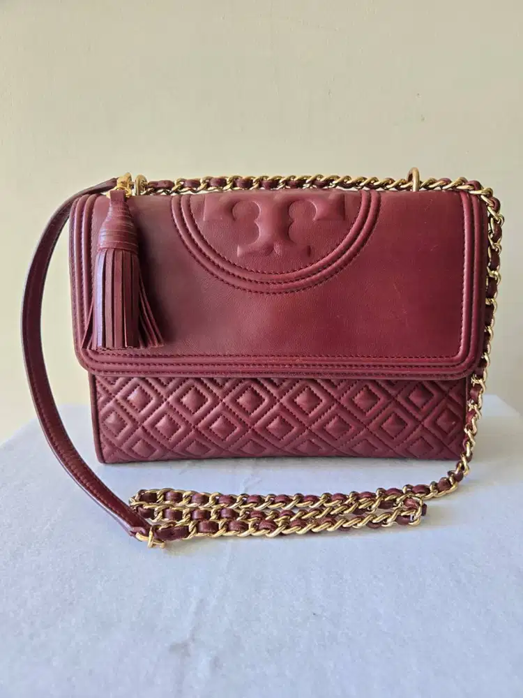 Tas Tory Burch Fleming Maroon Elegan - Original Preloved