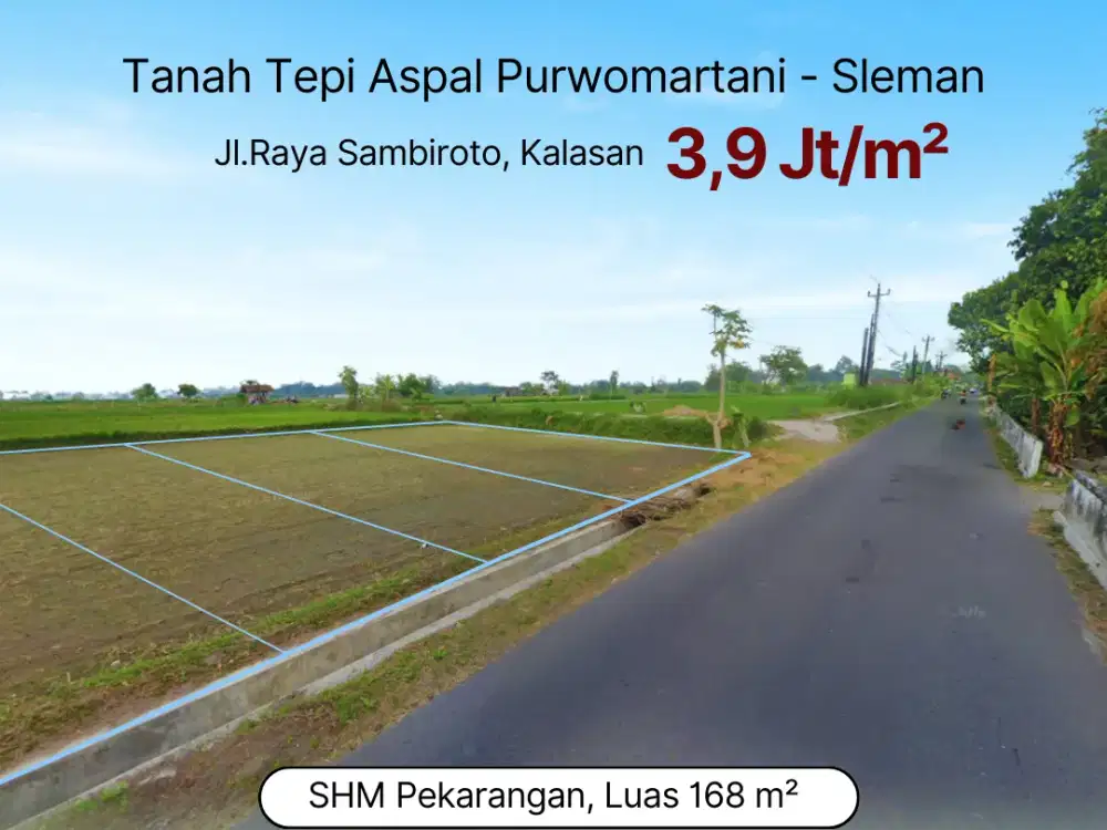 Tepi Aspal Jl.Sambiroto Purwomartani, Tanah Dekat Pamella 7 Sleman
