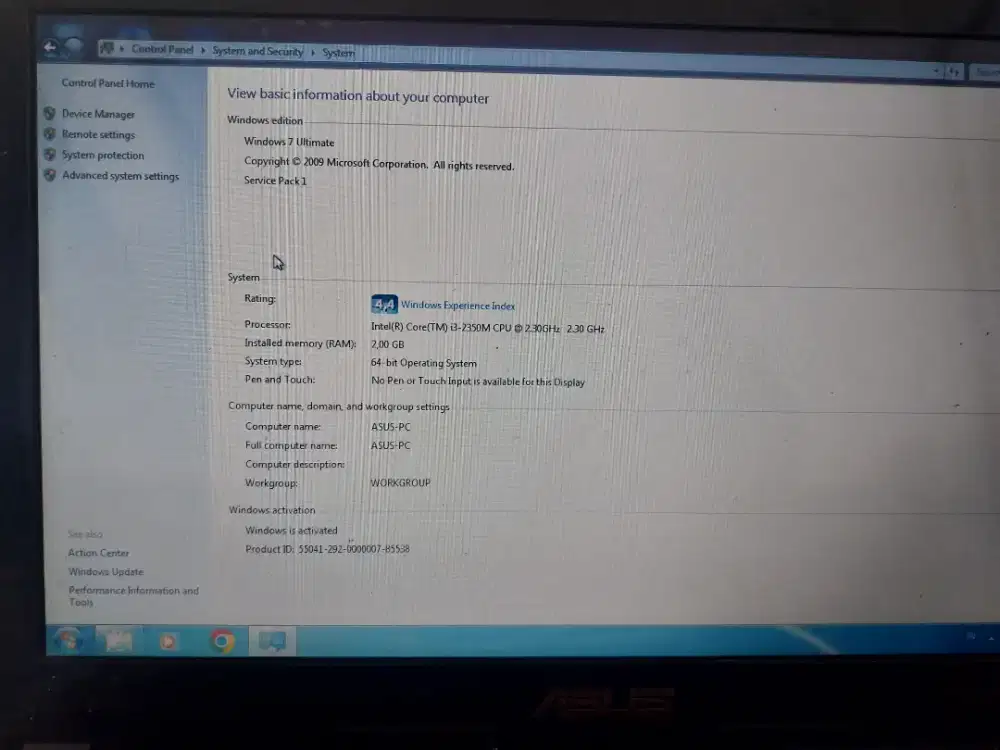 Laptop asus A43s core i3 2350