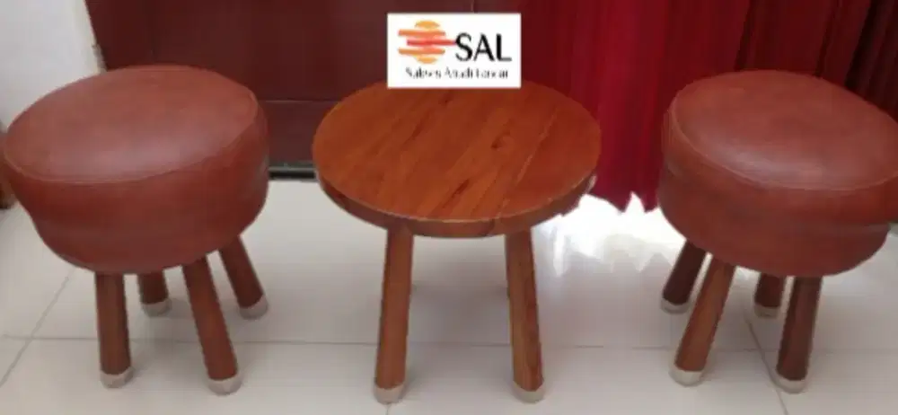 Kursi Jati + Meja Jati Model Bundar Minimalis