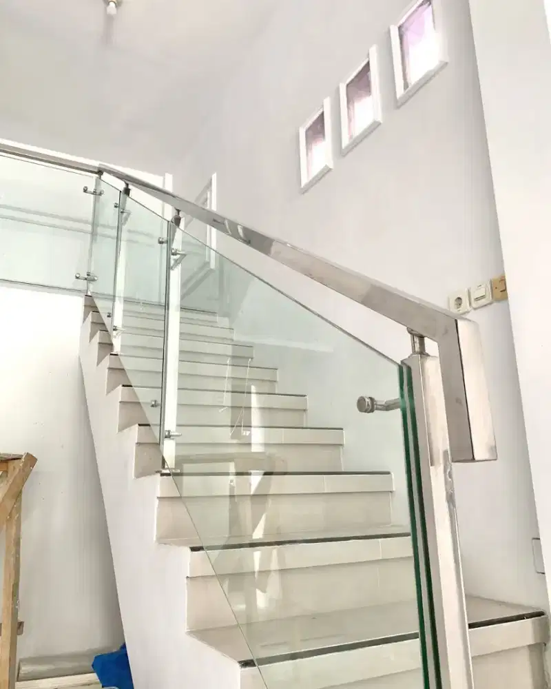 Railing tangga kaca & reling balkon stainless steel #05