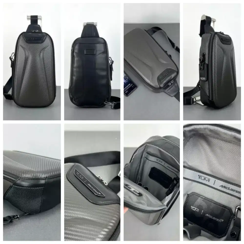 Tas Tumi Torque Mclaren Slingbag Bodybag Leather Carbon Black Details