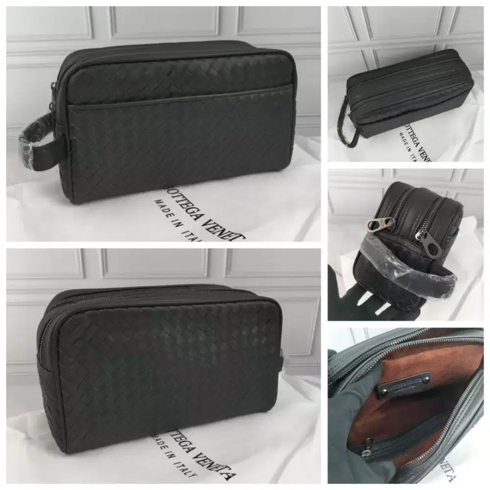 POUCH BAG PRIA BOTTEGA VENETTA Double Zipper Leather