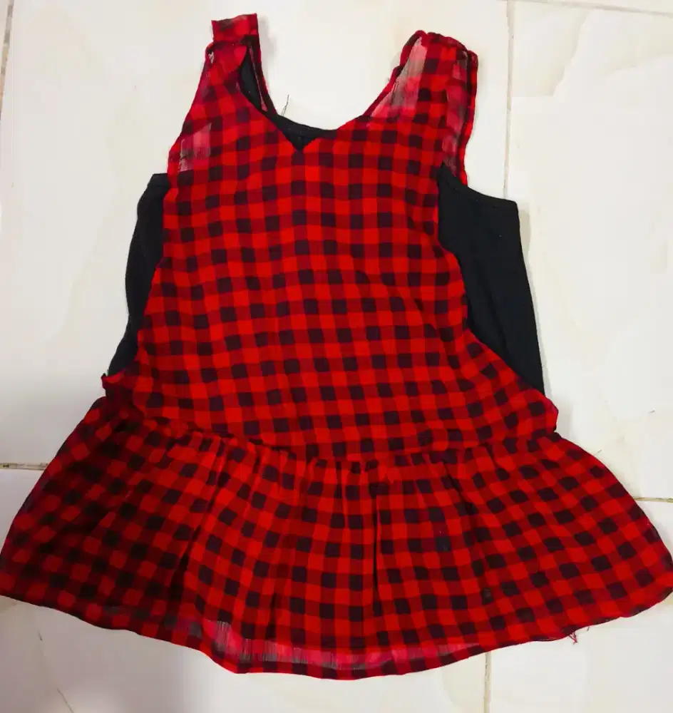 Dress anak cw motif kotak2