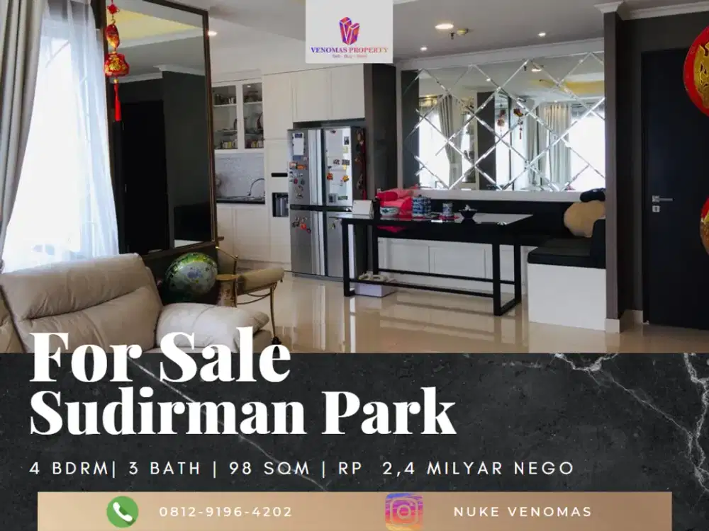 Dijual Apartement Sudirman Park 3 BR Full Furnished