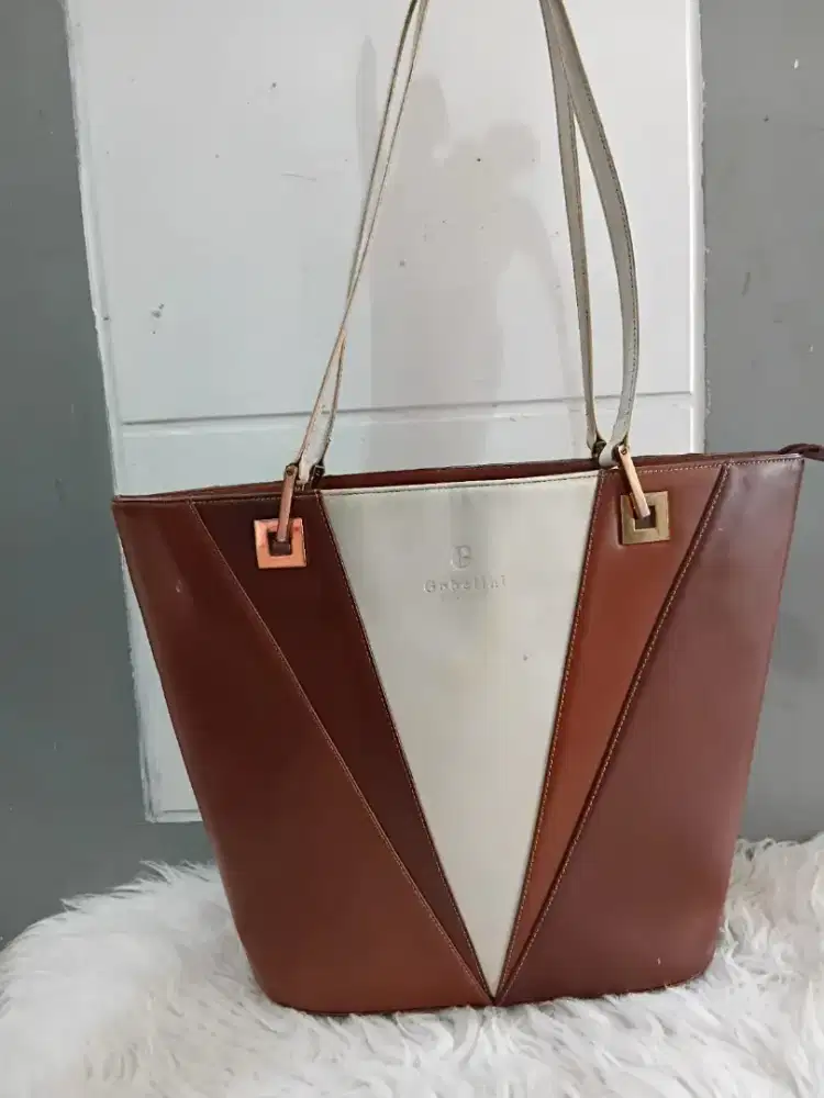 Preloved Tas Gobelini size 25,lbr bawh 28 lebar atas 35 kulit asli