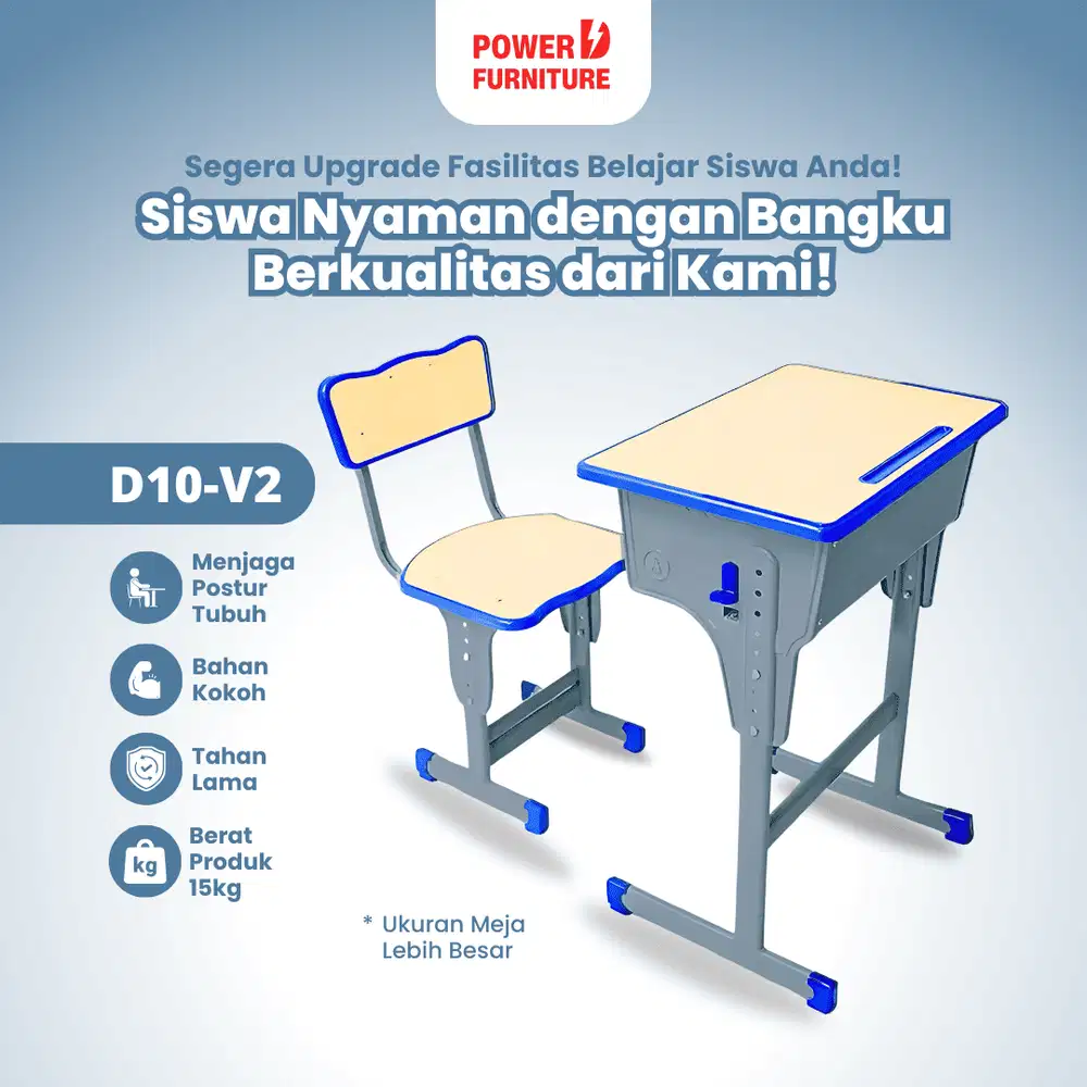 Kursi Meja Siswa Tipe D10 V2 - Kursi Sekolah Besi | Meja Kursi SD SMP
