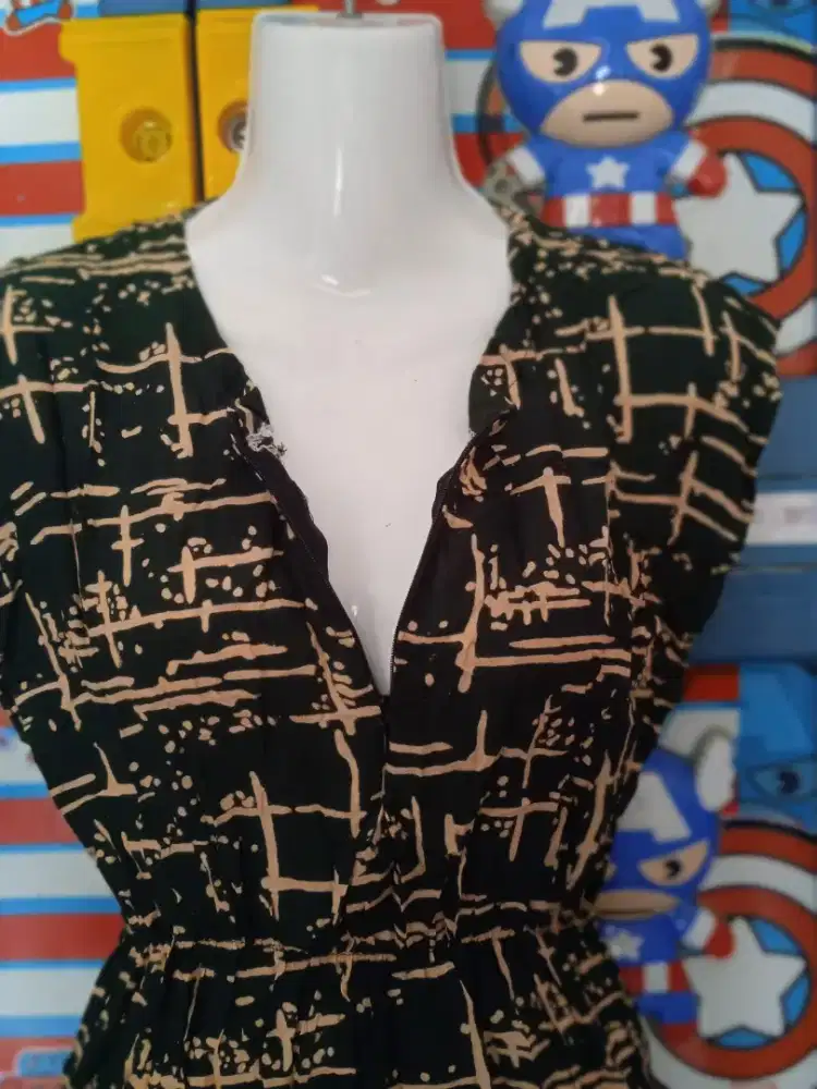 Baju dress batik satin