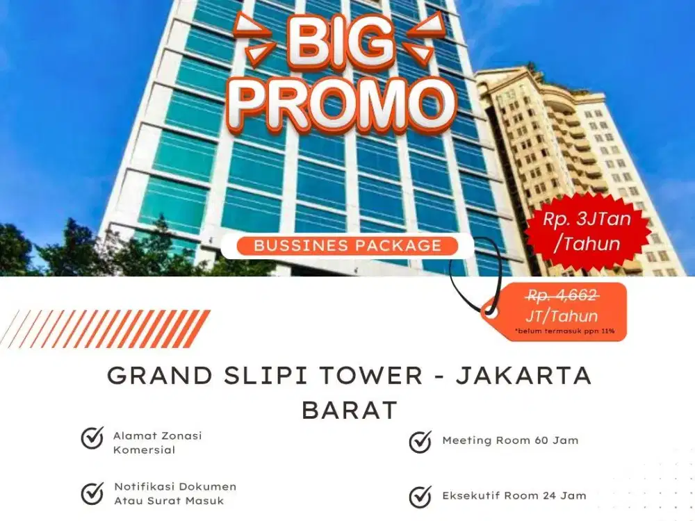 SEWA KANTOR VIRTUAL OFFICE STRATEGIS DI JAKARTA BARAT GRAND SLIPI TERMURAH