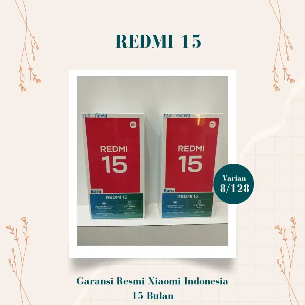 Redmi 15 Garansi Resmi 15 Bulan Indonesia.