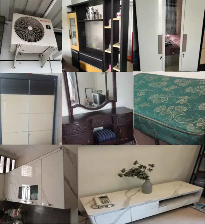 JUAL BORONG LEMARI,AC,BUFET DIVIDER,KITCHENSET,RAK TV,MEJA RIAS,KASUR