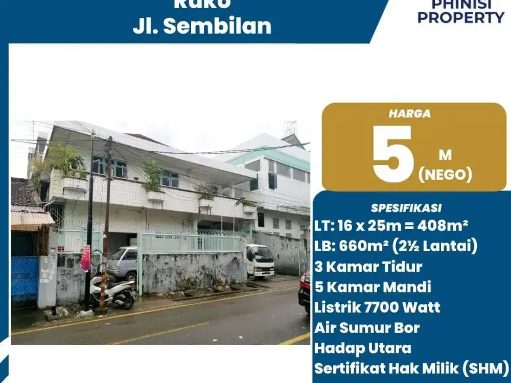 DIJUAL Ruko di Jalan Sembilan