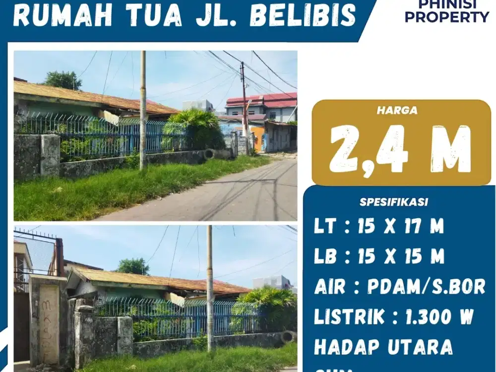 DIJUAL Rumah Tua Tengah Kota di Jalan Belibis