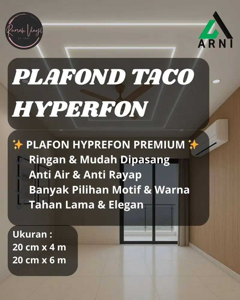 Plafon PVC TACO Hyperfon Doff | Ukuran 4m & 6m | Ringan, Tahan Air & A