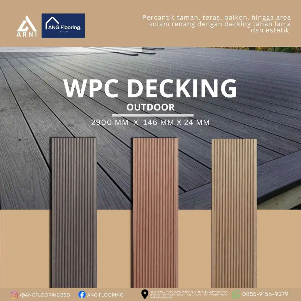 Decking WPC Kayu Komposit | Cocok untuk Taman, Gazebo, Kolam Renang