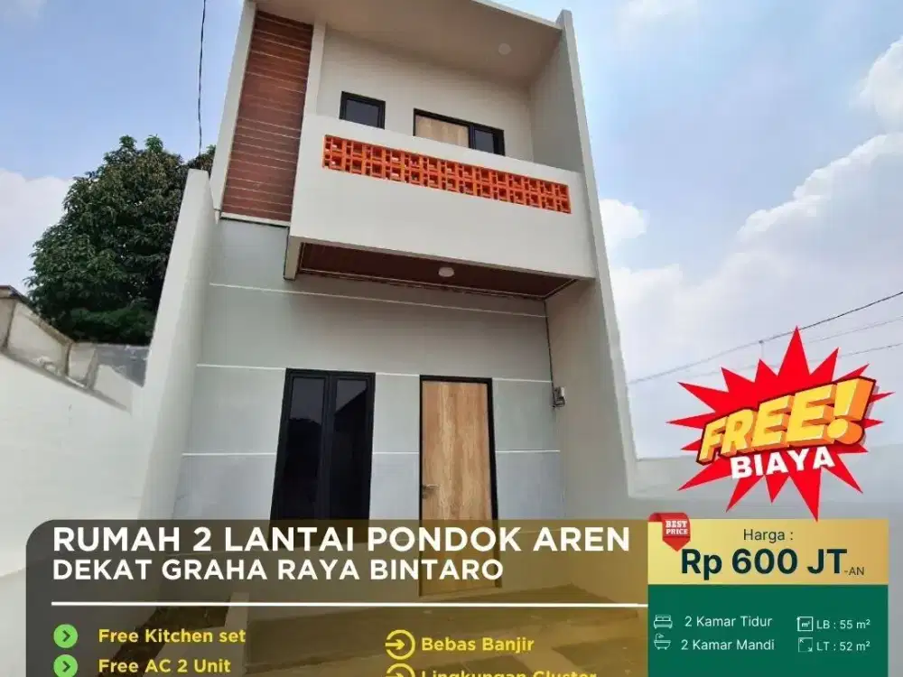 JUAL RUMAH 2 LANTAI 600 JUTAAN AREA BINTARO