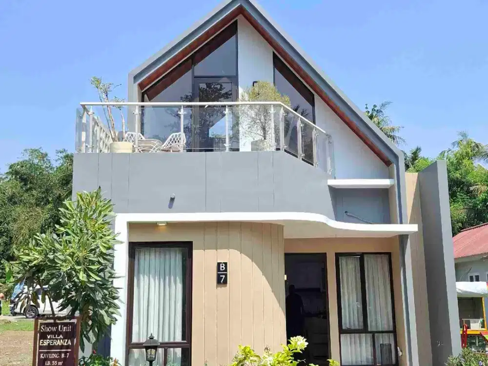 rumah desain mezanin tropical di al falah Cibinong fasilitas lengkap