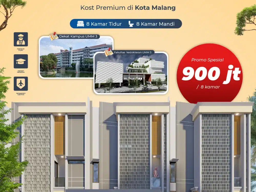 Dijual Rumah Kost Full Furnish dekat Kampus UMM Malang