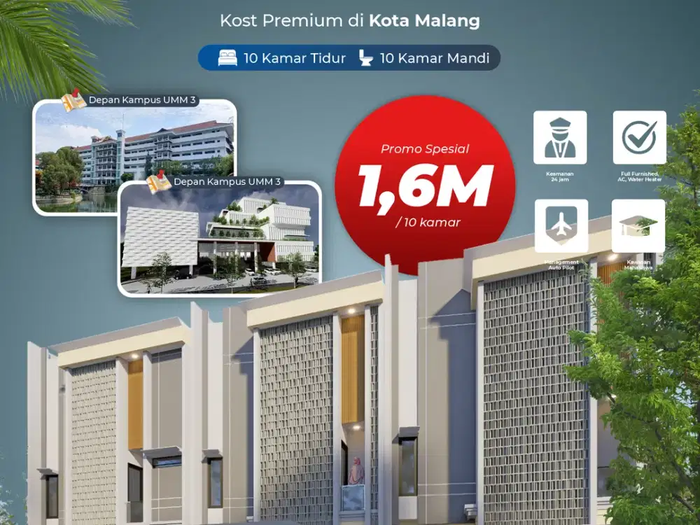 Dijual Kost Eksklusif dengan Fasilitas Lengkap Dekat UMM