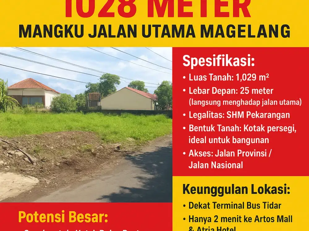 INVESTASI PREMIUM 1028M TANAH PEKARANGAN TERMINAL KOTA MAGELANG