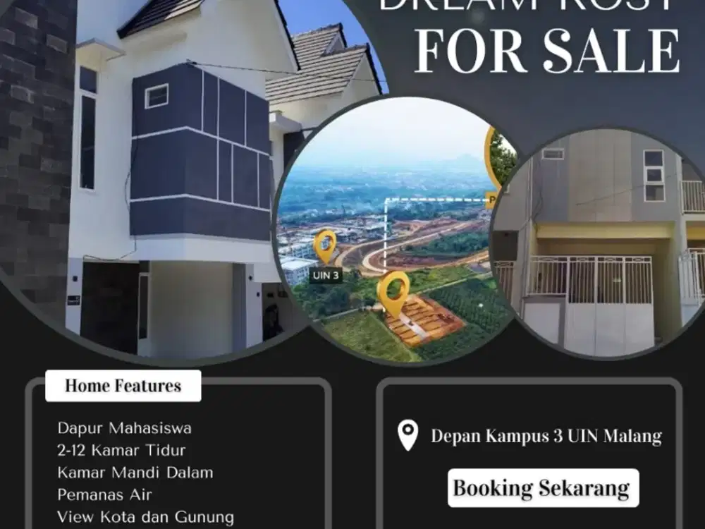 dijual rumah kos depan kampus uin lokasi strategis cocok utk kos