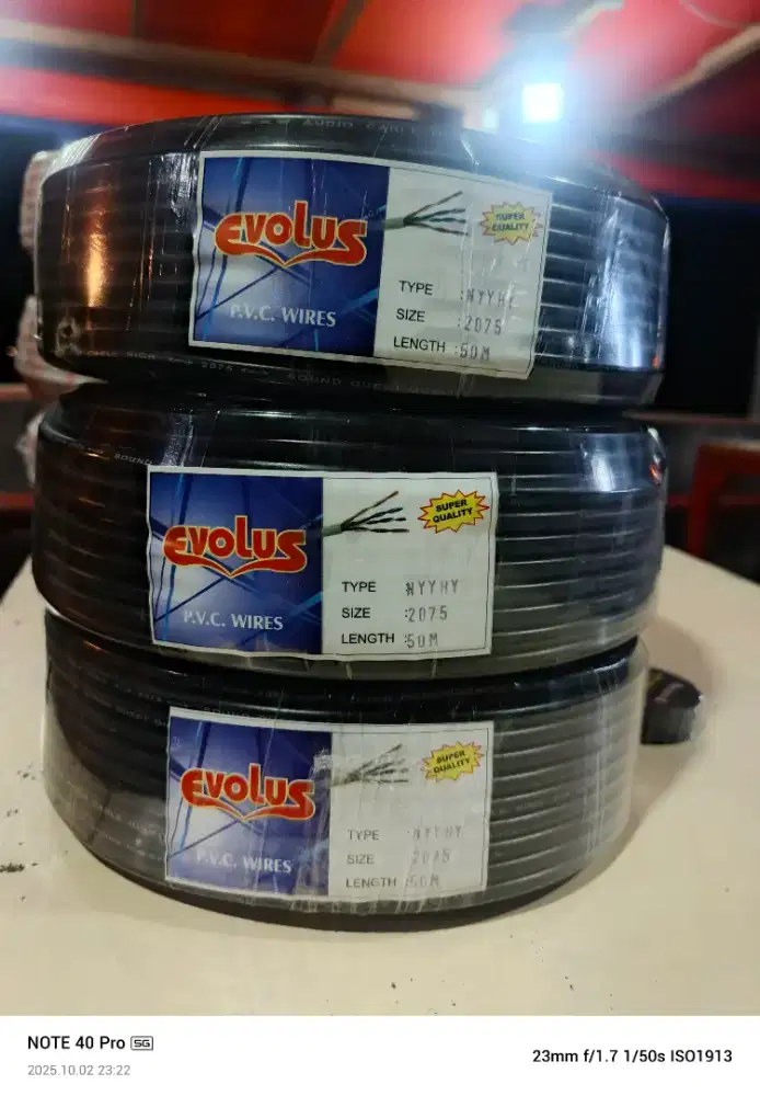 Kabel listrik audio Merk Evolus isi 2x0.75 50 Meter