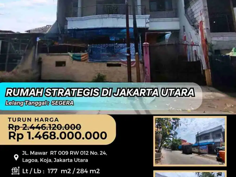 Lelang rumah super murah di Jl. Mawar