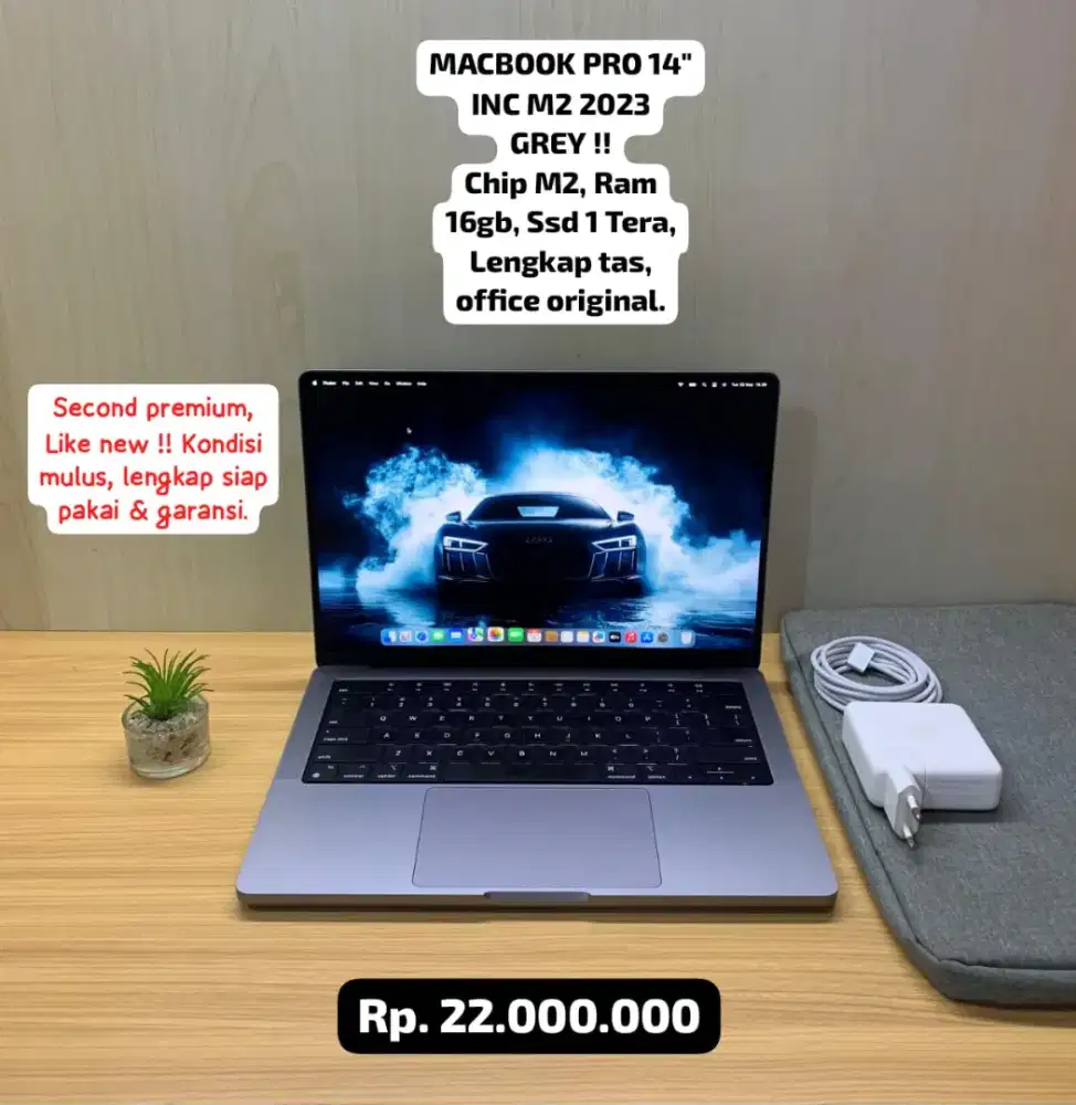 MACBOOK PRO 14 INC M2 GREY 2023 !! LENGKAP MULUS GARANSI.