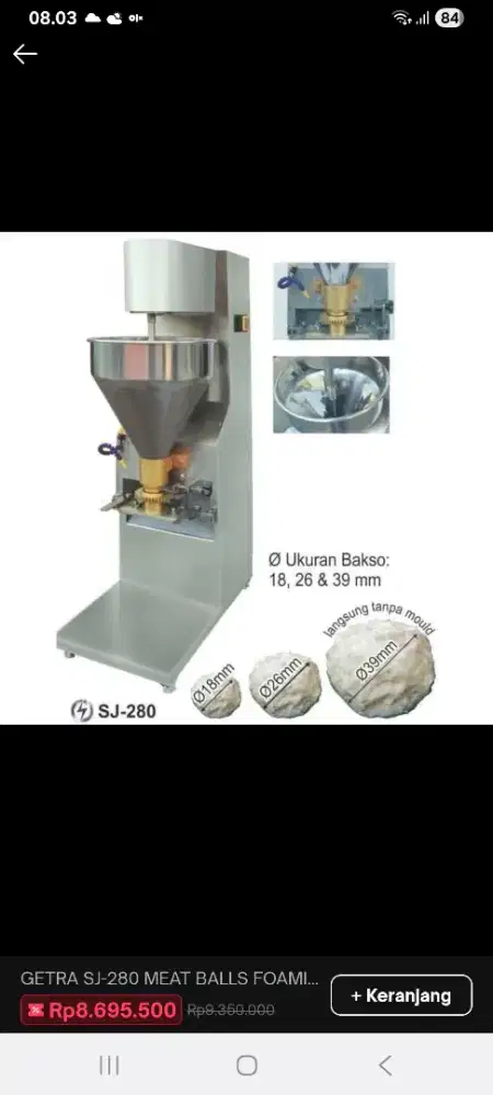 Mesin cetak bakso dan pentol otomatis GETRA SJ-280