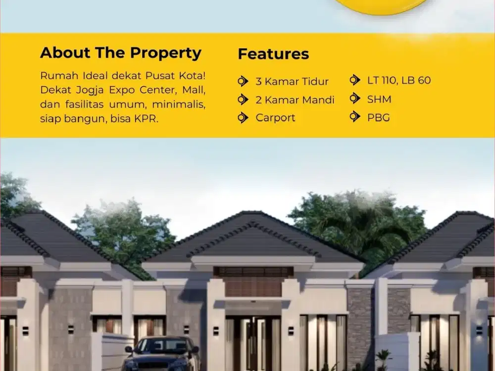 Dekat JEC Jogja Expo Center Rumah Siap Bangun Berbah Area Blok O, SHM