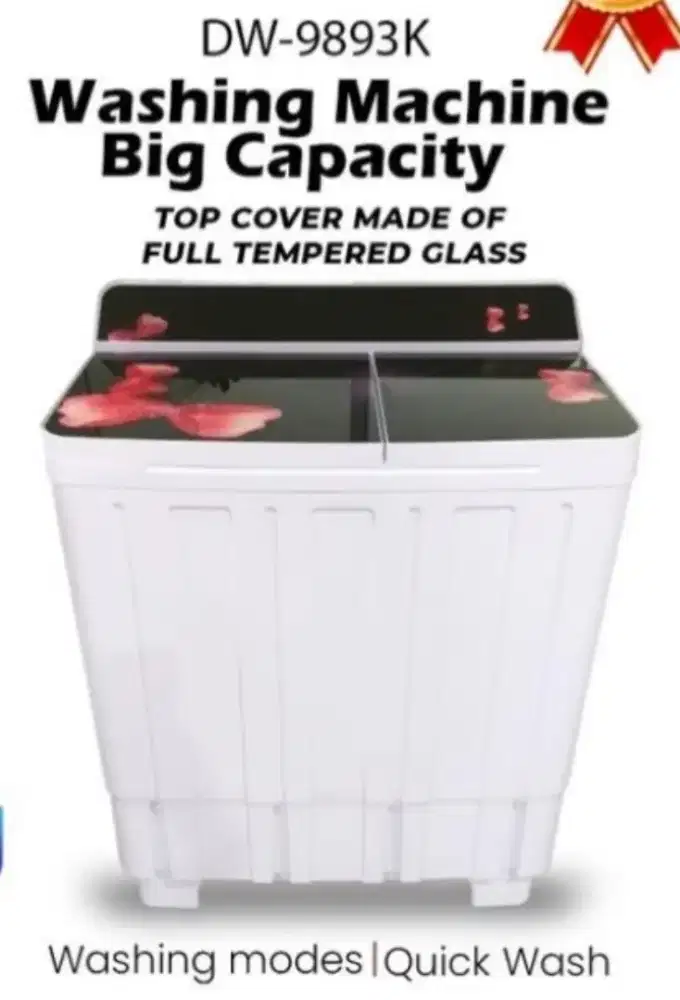 Mesin cuci 2 tabung denpoo kapasitas 11kg stainless steell DW-9893K