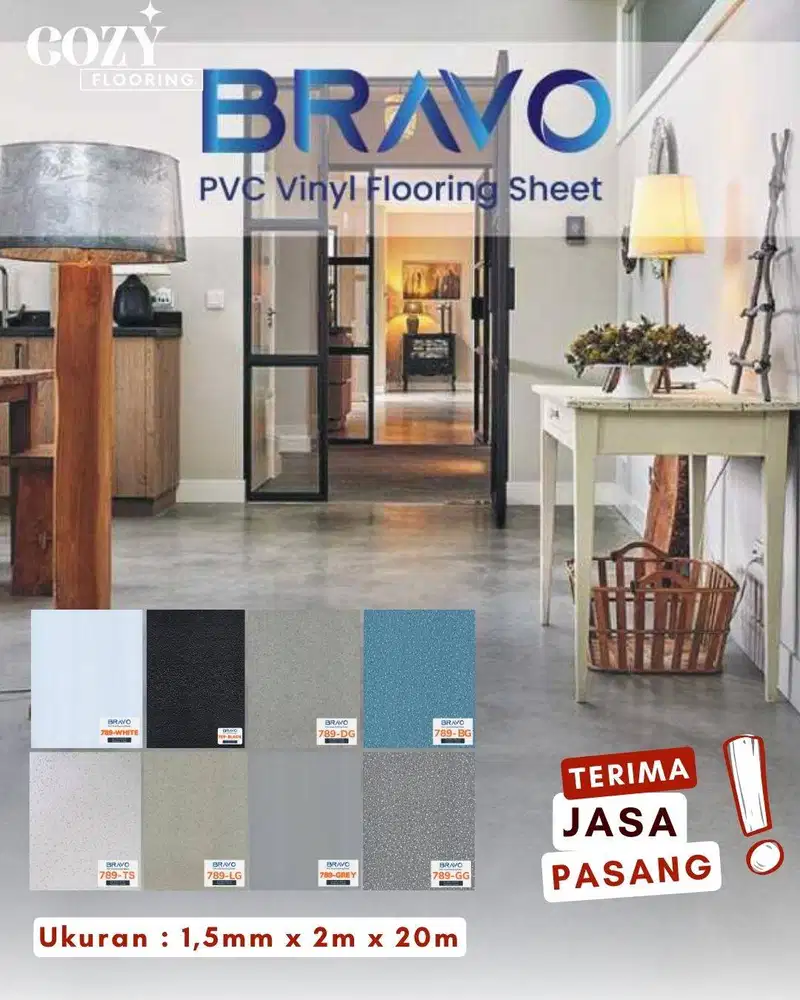 Vinyl Roll BRAVO Tebal 1,5mm | Karpet Vinyl motif stone dan terazzo |