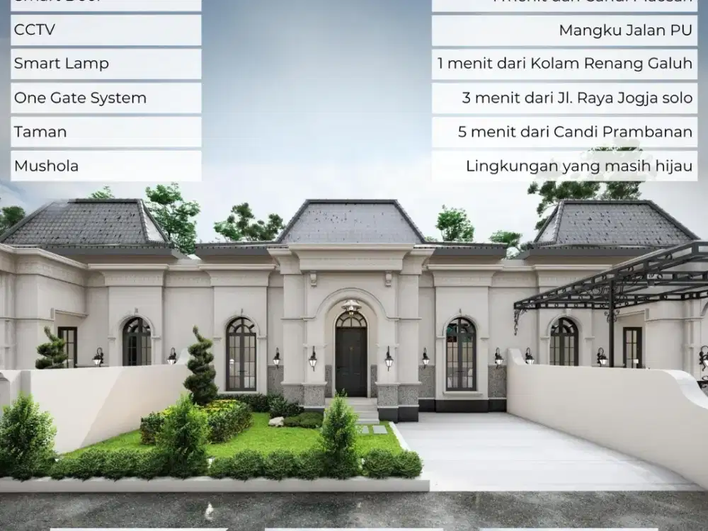 RUMAH EKSKLUSIF BERGAYA MEDITERANIA SMART HOME DI PRAMBANAN SLEMAN