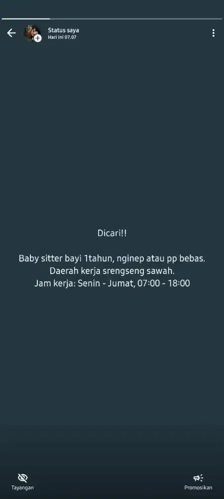 Dibutuhkan segera baby sitter