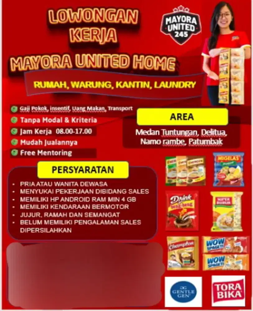 Dicari segera sales mayora