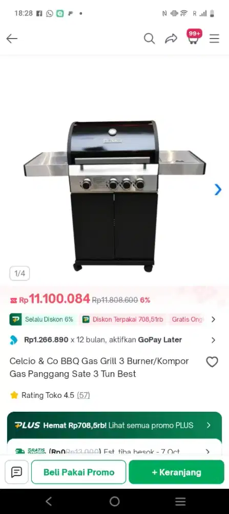 celcio n co grill pemanggang 3 burner