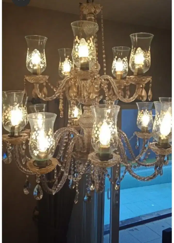 Lampu gantung kristal 2 susun