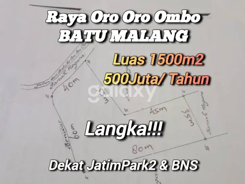 Tanah Komersial Strategis Raya Oro Oro Ombo Batu GMK03439