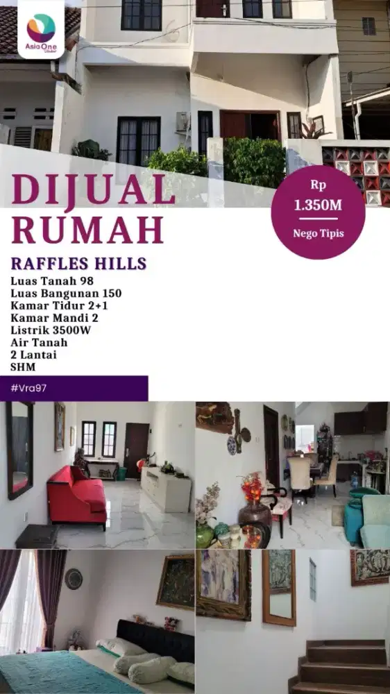 Dijual cepat rumah cantik diperumahan Raffless hills Cibubur