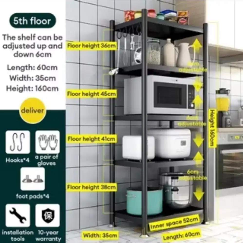 Rak Dapur Susun 5 / Rak oven Microwave