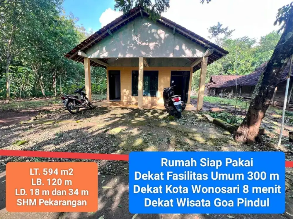 Jual rumah murah bonus tanah siap pakai dekat kota wonosari gunungkidu