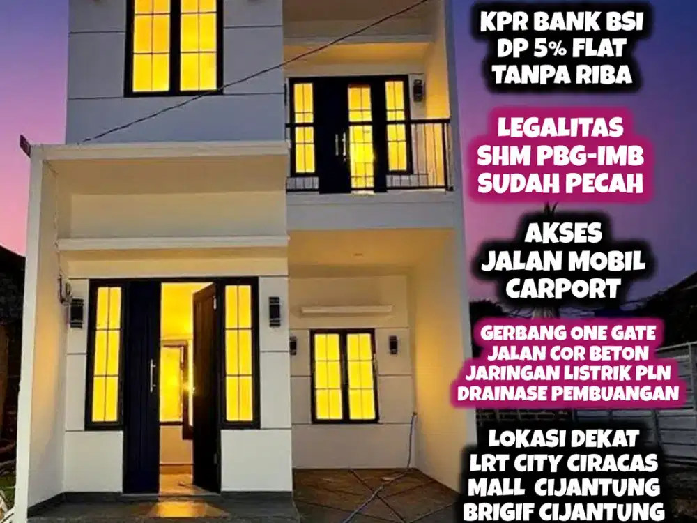 Jual Rumah Estetik Murah Dua Lantai Kalisari Pasar Rebo Cijantung JKT
