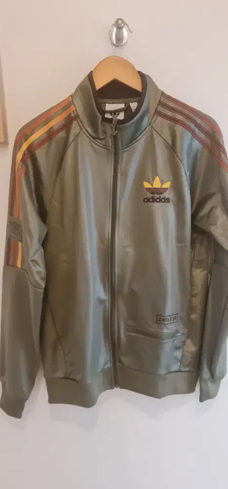 Adidas Chile 20 Originals Track Jacket Retro 60s Olive Green Wet Look