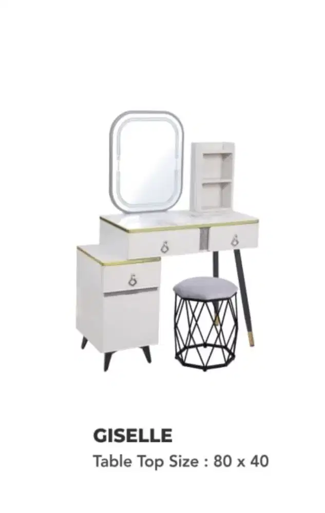Meja Rias Cermin LED Avery Giselle