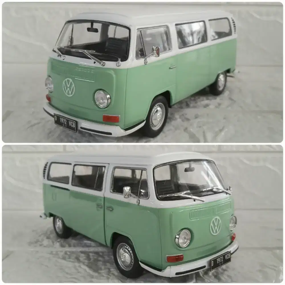 Diecast / Miniatur VW Kombi Kumis White - Soft Green skala 1:24